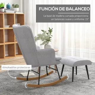 Sillón Mecedora Gris con Reposapiés