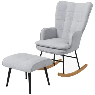 Sillón Mecedora Gris con Reposapiés