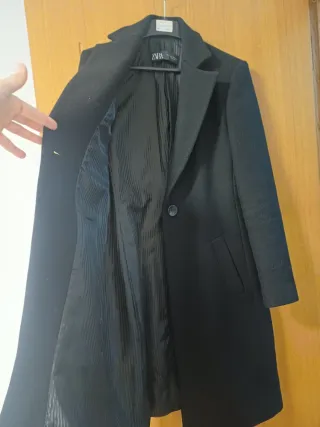 Abrigo paño negro Zara Talla Xs