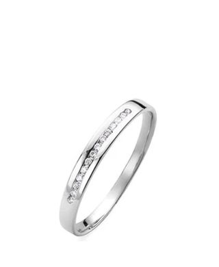 Anillo Oro Blanco 18k Diamantes Carril - talla 16