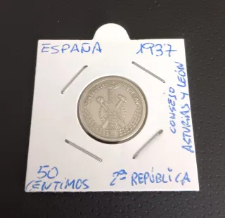 Monedas Guerra Civil Española Asturias y León 1937
