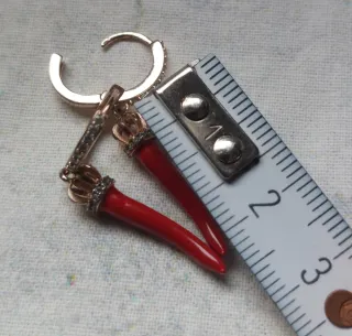 Orecchini cerchio corno rosso oro