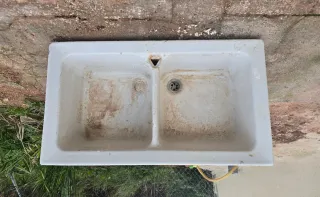 Fregadero de cocina antigua doble