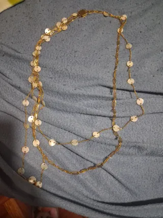 Collar largo vintage dorado con discos