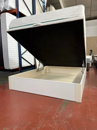 150x190 CANAPE MADERA BLANCA TAPA3D y COLCHON VISC