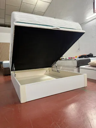 150x190 CANAPE MADERA BLANCA TAPA3D y COLCHON VISC