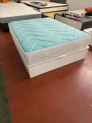 150x190 CANAPE MADERA BLANCA TAPA3D y COLCHON VISC