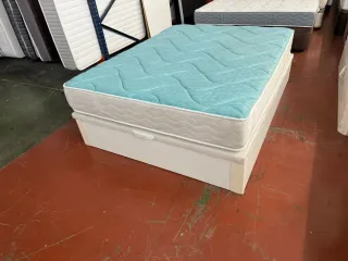 150x190 CANAPE MADERA BLANCA TAPA3D y COLCHON VISC