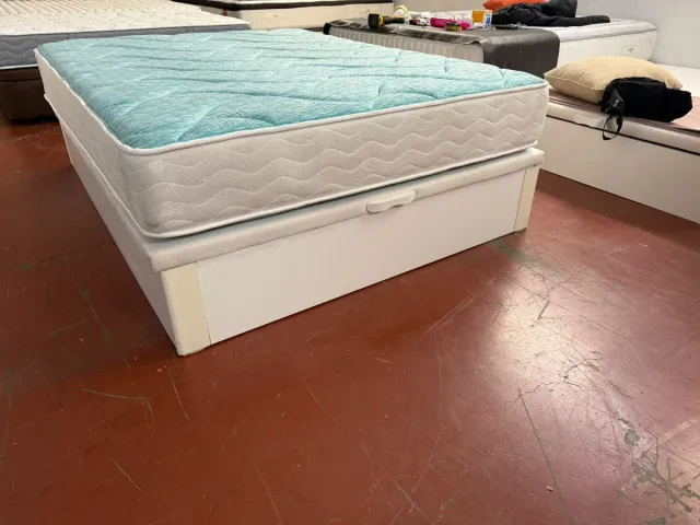 150x190 CANAPE MADERA BLANCA TAPA3D y COLCHON VISC