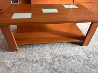 Mueble modular madera con cristal y de regalo mesa