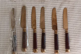 Servizio 35 posate ottone e palissandro