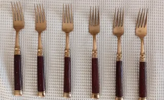 Servizio 35 posate ottone e palissandro