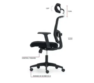 Silla ergonómica de oficina negra