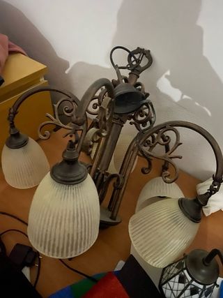 Lámpara de techo vintage metal y cristal