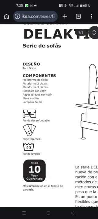Sofá IKEA DELAKTIG desenfundable con mesa auxiliar