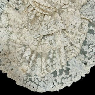 Antiguo velo novia encaje francés seda