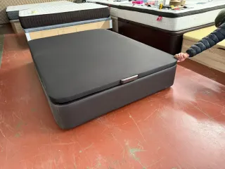 135x190 CANAPE TAPIZADO POLIPIEL WENGUE y COLCHÓN