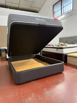 135x190 CANAPE TAPIZADO POLIPIEL WENGUE y COLCHÓN