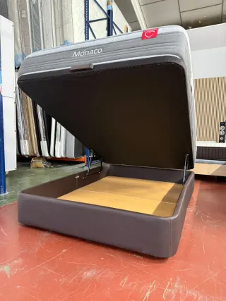 135x190 CANAPE TAPIZADO POLIPIEL WENGUE y COLCHÓN