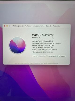 MacBook Pro 15 Touchbar 2016 Gris Espacial