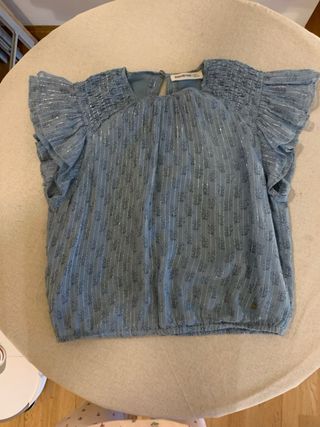 Blusa Brownie azul con detalles plateados