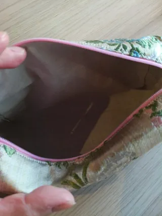 Neceser / bolsito tela fallera oro y verde 18x 7cm