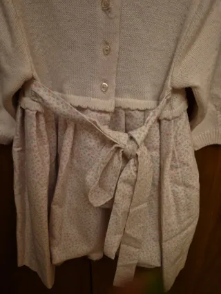 Vestido ceremonia cuello bebé manga larga,