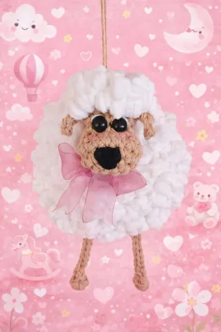 Colgador oveja crochet habitación infantil