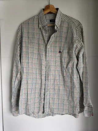 Camisa A.mom cuadros beige multicolor