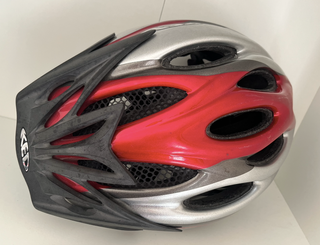 casco bicicleta ciclismo gris rojo talla M