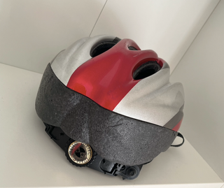 casco bicicleta ciclismo gris rojo talla M