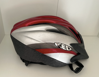 casco bicicleta ciclismo gris rojo talla M
