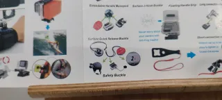 Accessori per fotocamera sportiva tipo GoPro con valigetta