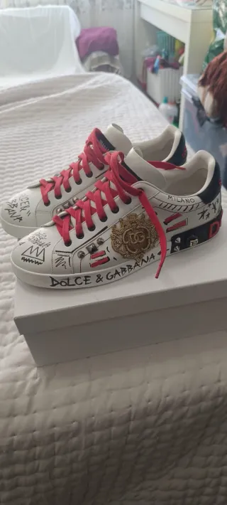 Dolce & Gabbana Zapatillas Blancas y Rojas