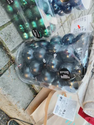 Lote bolas navidad verdes y plateadas Piñas,