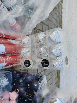 Lote bolas navidad verdes y plateadas Piñas,