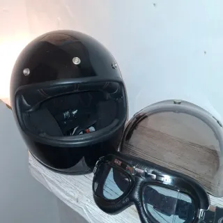 Casco Moto Negro + Gafas y Visera