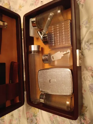 Neceser Vintage Caballero Marrón y Plata