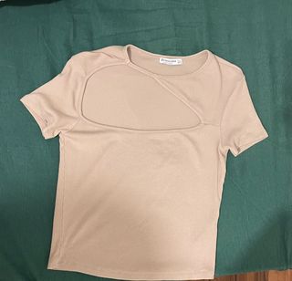 Camiseta Mango Beige Corta