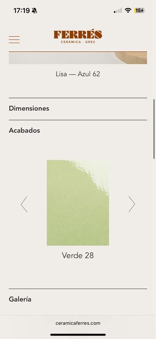 Baldosas Cerámicas Ferrés Lisa Verde 28 10x10