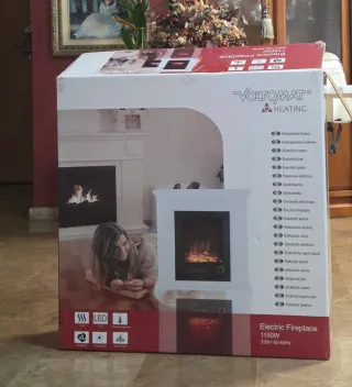 Chimenea Eléctrica Blanca y Negra