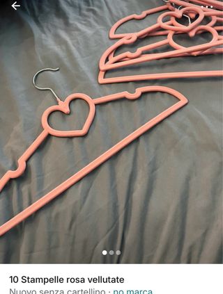 10 grucce rosa vellutate a forma di cuore