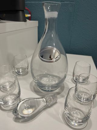 Juego Botella y 6 Vasos Chupito Cristal