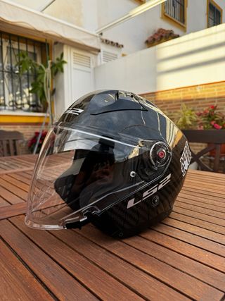 Casco Moto LS2 Negro Fibra Carbono