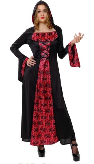 Disfraz gótico negro y rojo
