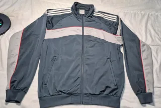 Chaqueta Adidas Vintage Gris y Rojo