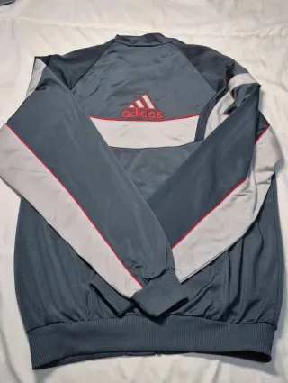 Chaqueta Adidas Vintage Gris y Rojo