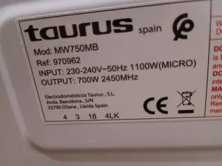 Microondas Taurus 700w.50