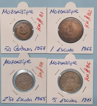 4 Monedas Mozambique 1957-1971