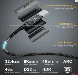 Cable uni USB-C a DisplayPort 1.4 - 8K / 4K NUEVO